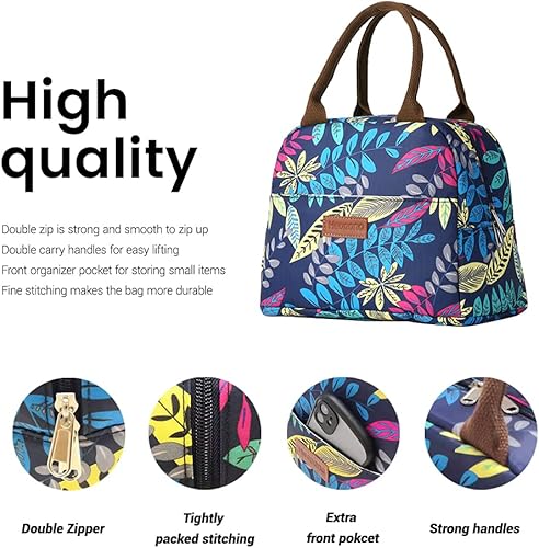 Valieno Sac Isotherme Repas Femme 11L Lunch Bag Glaciere Souple Imperméable Couche d'isolation en Feuille d'aluminium Facile à Nettoyer Convient pour les pique-niques école Bureau 27x16x21CM - Nail Gallerys