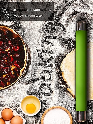 Rouleau à pâtisserie XXL Oriamo - Anti-adhésif - Sans BPA - Silicone - Acier inoxydable - Rouleau à pâtisserie avec effet antiadhésif - Nail Gallerys