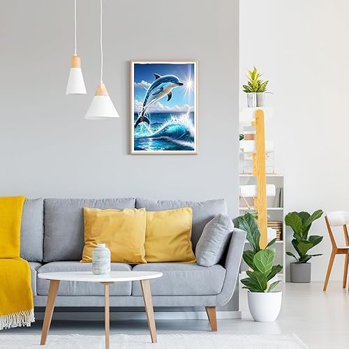GDYEEH 5D Dauphin Diamond Painting, DIY Soleil Broderie Diamant Painting Complet, Océan Art du Diamant Peinture Strass Point de Croix Painting pour Adultes Débutants,Murale Décor 30x40 cm - Nail Gallerys