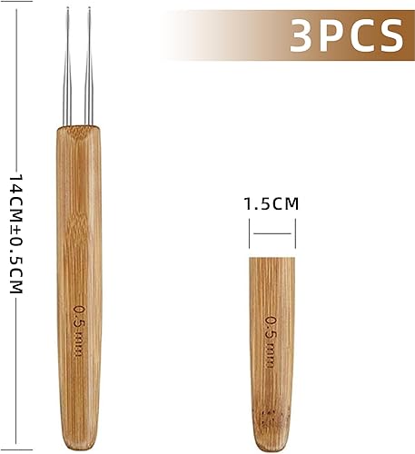 Lot de 3 crochets pour dreadlocks de 0,5 mm - Accessoires pour dreadlocks, tresses, perruques, etc - Nail Gallerys