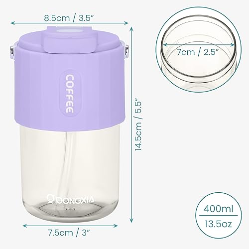 BELLE VOUS Mug Paille Violette en Plastique avec Couvercle - Gobelet 400 ml Sans BPA - Anti-Fuite à Paroi Épaisse pour Café Glacé, Thé, Jus, Eau & Boissons Chaudes ou Froides - Nail Gallerys