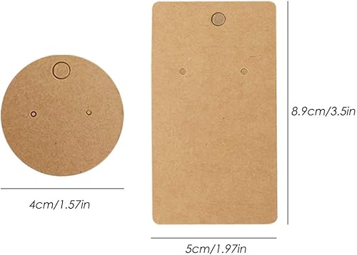 DanziX Lot de 200 cartes pour boucles d'oreilles, présentoir à bijoux, forme rectangulaire et ronde – Marron - Nail Gallerys