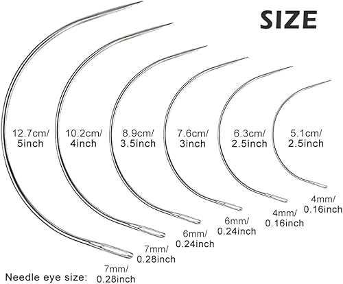 Lot de 12 aiguilles à coudre incurvées, pour sellerie, pour cuir fin, outil de couture pour le travail du cuir - Nail Gallerys