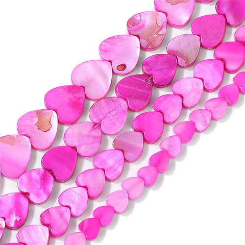 Lot de 45 perles plates en forme de cœur en nacre, perles d'espacement lisses teintes pour la fabrication de bijoux faites à la main, 8. cœur, 8 mm - Nail Gallerys