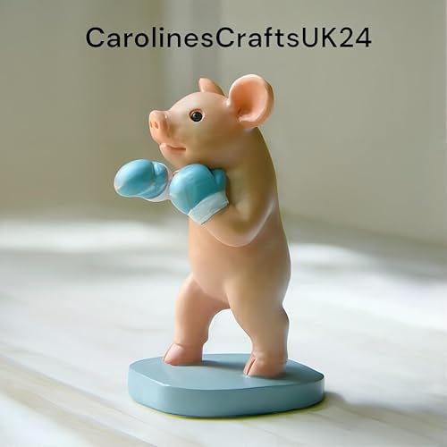 Mini figurine de cochon boxeur en résine pour chambre à coucher – Décoration d'intérieur unique en résine pour les amoureux des animaux – Parfait pour les enfants et les adultes – Décorations - Nail Gallerys