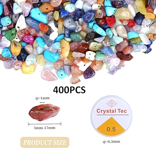 Zythrem 400 Pièces Perles Pour Bracelet 5-8mm Kit Bracelet Perle + 1 Rouleau de fil élastique de 0,8 mm Collier Perle Naturelle Perle Pierre perles Plates Pour Bracelet - Nail Gallerys