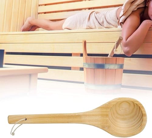 Cuillère en Bois Simple de Sauna, Louche Salle Bain Spéciale pour Spa Fait à la Main d'eau Accessoires Eau Polyvalente Surface Lisse Prise Confortable Unique Poignée Conçu Maison Hôtel Restaurant - Nail Gallerys