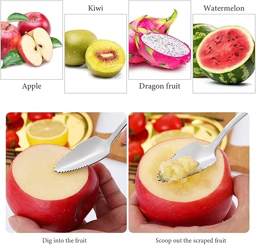 Générique 4 pcs cuillère à Pamplemousse en Acier Inoxydable en Dents de scie Pamplemousse pastèque cuillère à Dessert Ensemble - Nail Gallerys