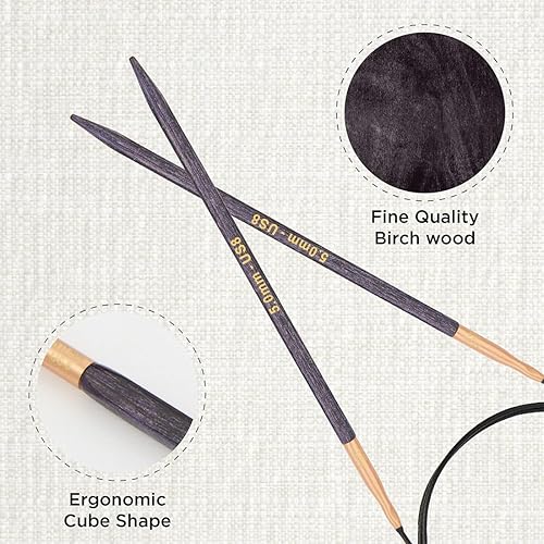KnitPro J'Adore Cubics Knit Pins - Aiguilles à tricoter circulaires fixes - 80 cm x 5,00 mm, 26-1912104519, lilas - Nail Gallerys