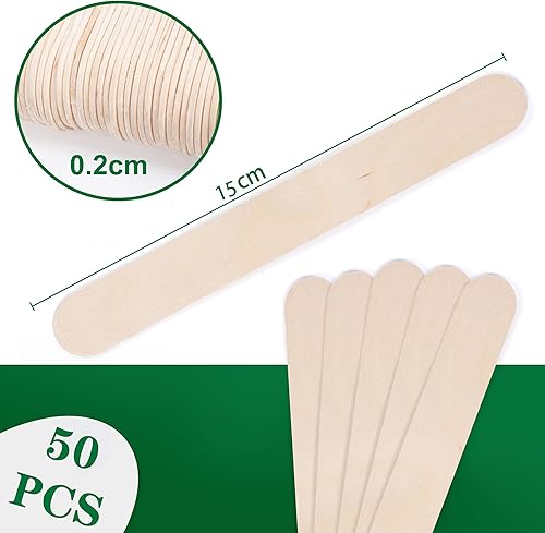 ANTETOK 100 Bâtonnets en Bois pour Lollipops, 150mm Bâtonnets de Glace en Bois pour Artisanat, Premium Popsicle Sticks pour Projets DIY, Créations Maison et Étiquettes pour Plantes - Nail Gallerys
