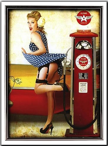 KUSTOM ART Poster mural série Pin Up (pompe à essence, approvisionnement en essence) sans cadre. Impression artistique sur papier couché 40 x 30 cm - Nail Gallerys