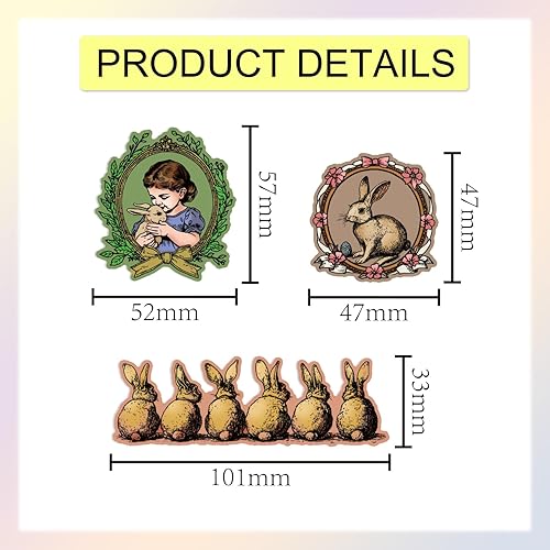 GLOBLELAND Tampons Transparents et Découpes en Métal pour Œufs de Lapin de Pâques Tampons Transparents pour Œufs de Lapin Matrices de Découpe pour Cadre D'Œufs pour la Fabrication de Cartes - Nail Gallerys