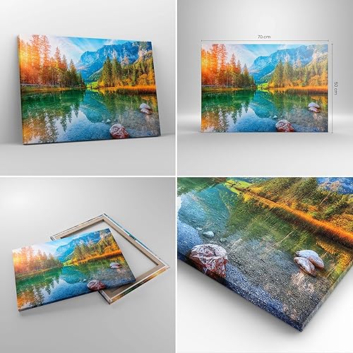 Moderne Impression sur Toile 100x70cm Image Tableau Decoration Murale Paysage Montagnes Aube Grand Tableaux Decoratifs Muraux Chambre Horizontal Deco Cadre Décoration Salon Art Wall AA100x70-4456 - Nail Gallerys