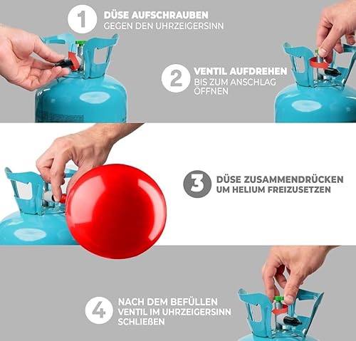 Gaz pour ballons [pour 50 ballons] – Gaz d'hélium pour ballons jusqu'à [50 ballons] – Bouteille de gaz d'hélium XXL avec fiche d'information STAHLMANN ® - Nail Gallerys
