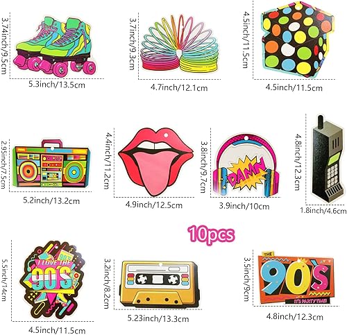 SJUNJIE 32 Pièces Tourbillons Suspendus de la Fête des Années 90 Décor de Plafond Décor de Plafond Rétro Hip Hop coloré des Années 90 pour Les Fournitures à Thème Party des Années 90 - Nail Gallerys