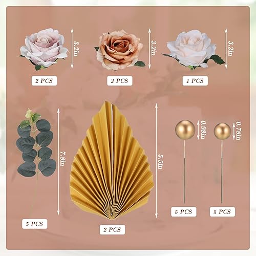 Xinzistar 22pcs Décoration Gâteau, Fleurs Gâteau Topper Feuilles de Palmier Gâteau Décoration pour Bébé Douche Fête de Mariage d'anniversaire - Nail Gallerys
