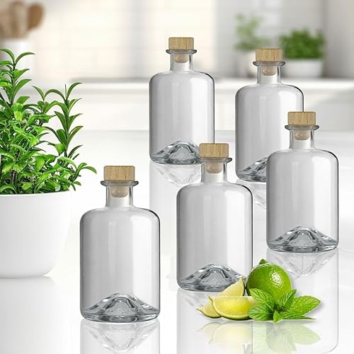 Geniess-Bar! Lot de 5 bouteilles en verre vides de 350 ml à remplir soi-même avec bouchon en liège - Nail Gallerys