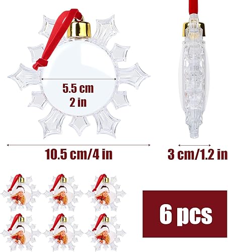 BETESSIN Lot de 6 Boules de Noël avec Photo Personnalisée Ornement Flocon de Neige Plastique Transparentes à Remplir Environ 7,5cm Décoration Sapin de Noël Fête Mariage Artisanat - Nail Gallerys