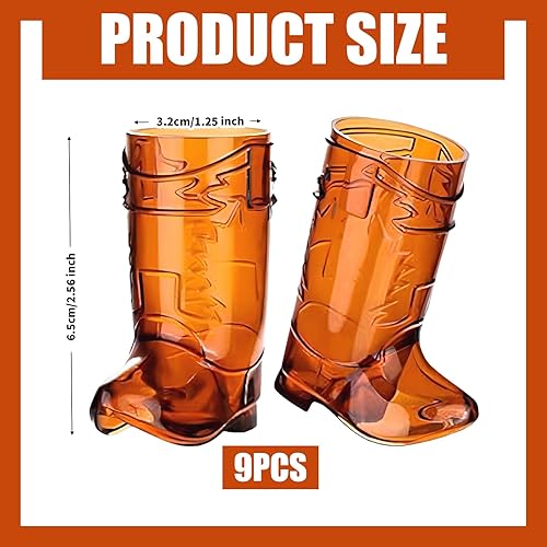 Bekecidi 9 Pièces Verres à Shot de Botte de Cowboy, Mini Gobelets en Plastique de Cowboy Occidental Gobelets Mignons Réutilisables pour Décorations de Mariage Fournitures de Fête à Thème (marron) - Nail Gallerys