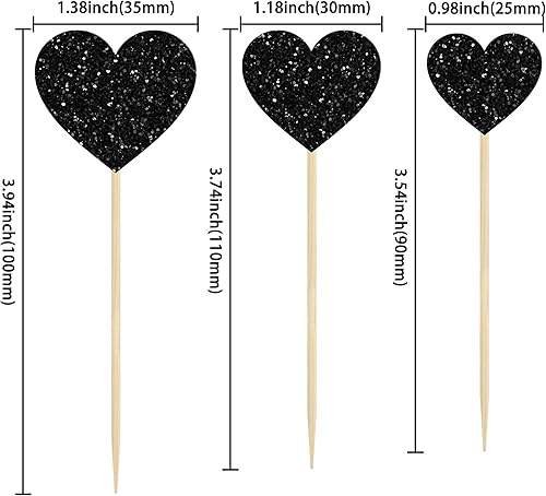 Gyufise Lot de 30 décorations de cupcakes en forme de cœur bleu foncé à paillettes pour la Saint-Valentin, mariage, fiançailles, fête prénuptiale, fête d'anniversaire - Nail Gallerys