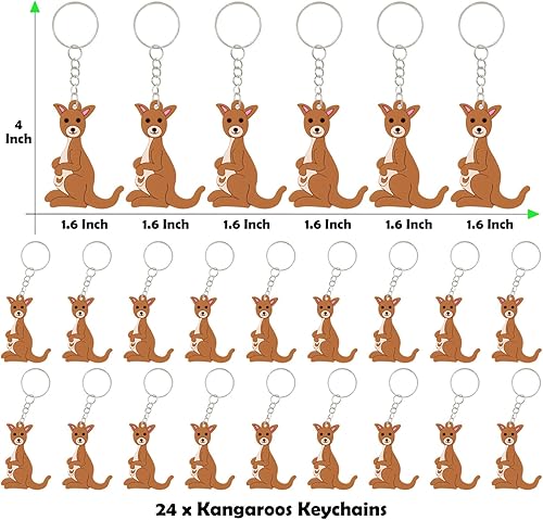 CiciBear Lot de 24 porte-clés pour kangourou, anniversaire, fête prénatale, fête d'animaux de la forêt, cadeau d'anniversaire, récompenses de carnaval - Nail Gallerys