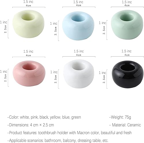 Base de brosse à dents en céramique 6 pièces Mini Porte-Brosse à Dents en céramique Support Porte-stylo en céramique porte-pinceau de maquillage en céramique rangement brosse à dents - Nail Gallerys