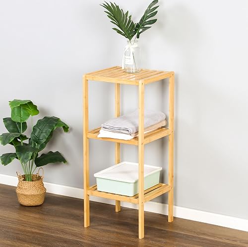 KARAT - Étagère en Bambou - Étagère étroite sur Pied pour Salle de Bain, Chambre, Salon - Escalier à Fleurs élégant - Banc de Fleurs décoratif 60L x 26P x 130H cm - Modèle Ohio (5 Niveaux) - Nail Gallerys
