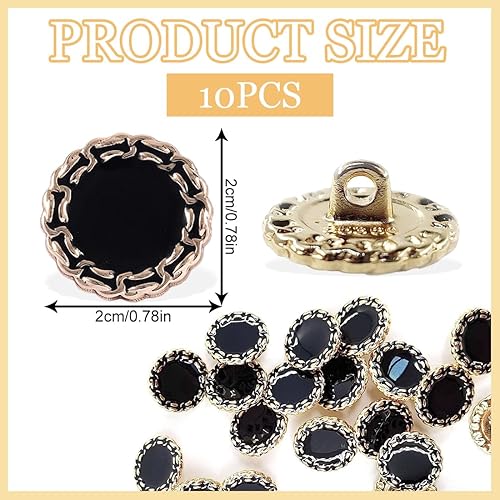 UEIOAVL Boutons, Lot de 10 boutons de couture en métal, boutons de patch boutons ronds avec tiges boutons de couture pour vêtements artisanaux vestes cardigans costumes chemises 20 mm (noir) - Nail Gallerys