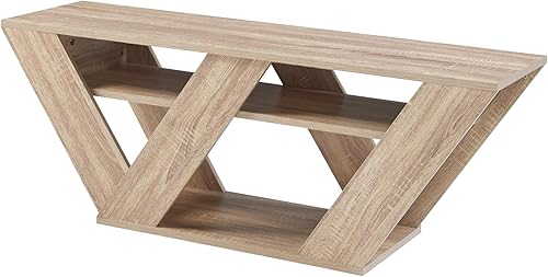 [en.casa] Meuble TV avec 2 Étagères Banc Télé avec Surfaces de Rangement Support Écran Design pour Salon Panneau de Particules 110 x 30 x 40 cm Effet Chêne - Nail Gallerys