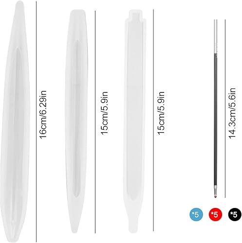 Moule Stylo Resine, Moules en résine époxyde Stylo à Bille, 6 Moules de Stylo à Bille en Silicone avec 30 Recharges, Kit Resine pour Le Bricolage Moule en résine époxyde Silicone - Nail Gallerys