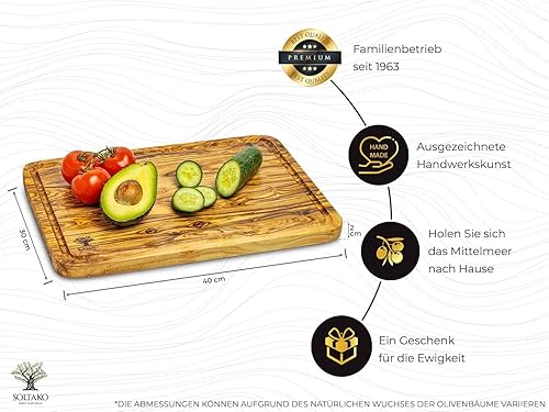 SOLTAKO Planche Apéro Bois d´olivier, Planche à découper avec rainure à jus, Plateau de Fromage Artisanal, Planche charcuterie ou petit-déjeuner - Nail Gallerys