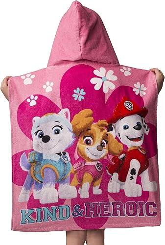 Jerry Fabrics Pat'patrouille - Poncho De Douche avec Capuche en Coton Kind and Heroic - Rose - 50 X 115 Cm - Nail Gallerys