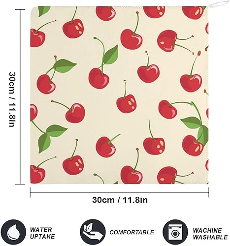 pmoyh Cerise Jaune Essuie-Mains Lot de 2 Microfibre Serviettes Absorbante Towel pour Cuisine Salle de Bain 30x30cm - Nail Gallerys