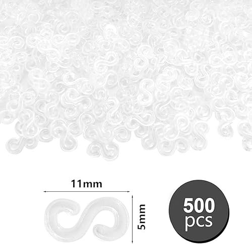 Lot de 500 clips de connexion en S - Fermoirs colorés en caoutchouc - Outil de recharge en S - Boucles en plastique pour connecter des bracelets Loom Band - Accessoires de bijoux - Transparent - Nail Gallerys