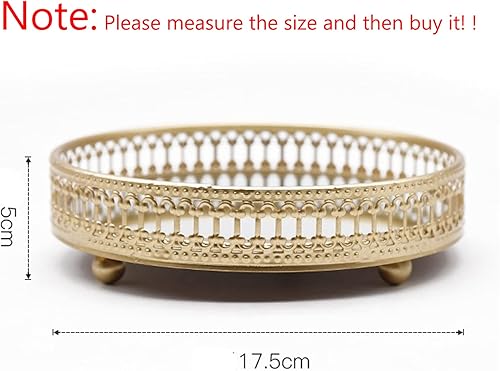 Yakobst Plateau à Cosmétique en Métal, Boîte de Bijoux Déco de Style Vintage,Plateau en Miroir en Métal pour Salon, Plateau de Stockage de Salle de Bain, Décor à la Maison - Nail Gallerys