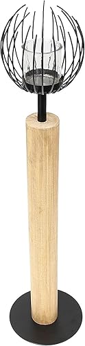 Colonne photophore « Boule » en Bois & métal, Hauteur 85 cm, Colonne en Bois, Colonne décorative avec Verre photophore, déco pour Salon, Balcon & terrasse, Colonne à Bougies - Nail Gallerys