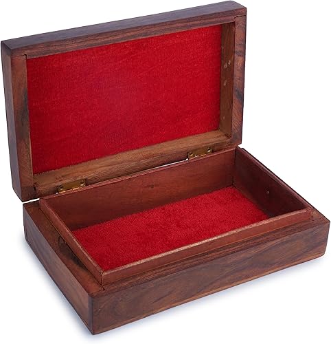 Ajuny Coffret à Bijoux en Bois Sculpté à la Main – Boîte de Rangement Décorative Fleur et Feuille – Cadeau pour Femmes Hommes, Montres, Souvenirs – Marron, 8 x 5 pouces - Nail Gallerys