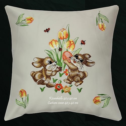 Quinnyshop Napperon blanc avec broderies de tulipes jaunes et orange et coccinelles, Polyester, 22 cm x 37 cm - Nail Gallerys