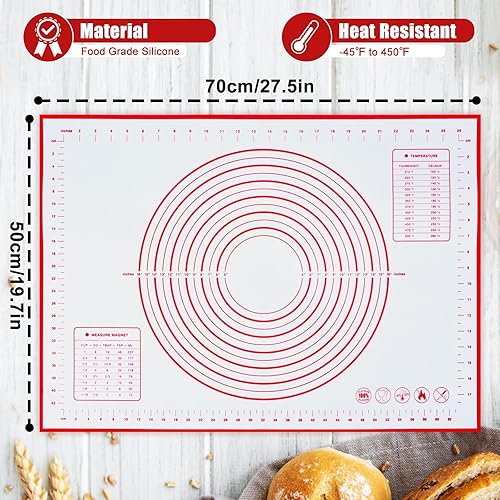 Tapis de Cuisson Silicone, 70 x 50cm Tapis Cuisson Antidérapant, Reutilisable, Plaque Silicone Patisserie pour Biscuits, Pâte à Pizza, Pain, Fondant - Nail Gallerys