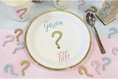 HOBI Tendances Fêtes - 6 Assiettes Carton Gender Reveal 18CM Blanc - Nail Gallerys