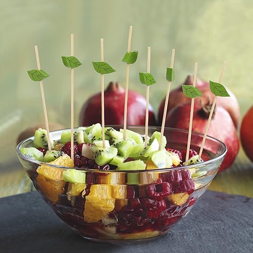 OOTSR 100 pcs Bambou Cocktail, 4,7 Pouces Feuille Verte Cure-Dents Sandwich Fruit Cure-Dents pour Apéritif Boisson Martini Fournitures Alimentaires Gâteau Fête Snack Décoratif - Nail Gallerys