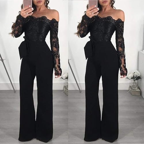 TDEOK Combinaison de mariage pour femme élégante à manches longues et épaules dénudées avec dentelle - Nail Gallerys