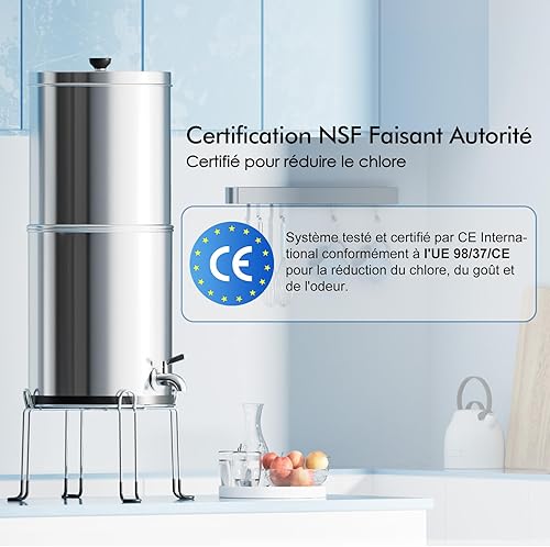 Purewell - Système d'ultrafiltration par Gravité à 3 étapes, Certifié EU 98/37/EC, Système de Comptoir en acier Inoxydable 304 avec 2 Filtres, Réduit le Chlore 8,5 Litres - Nail Gallerys