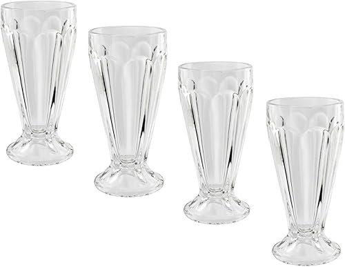 Celino® Lot de 4 verres à milkshake en verre à dessert, sundae, glace, soda de style américain – 350 ml - Nail Gallerys