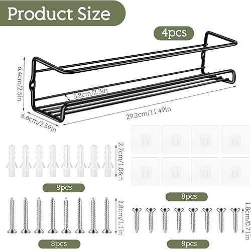 alwaiiz Epices Rangement Murale, Métal Rangement Epices Cuisine Avec 8 Auto-Adhésifs et Vis, Porte Epices Cuisine Pour Pots à Epices, Armoire de Cuisine, Porte de Garde-Manger - Nail Gallerys
