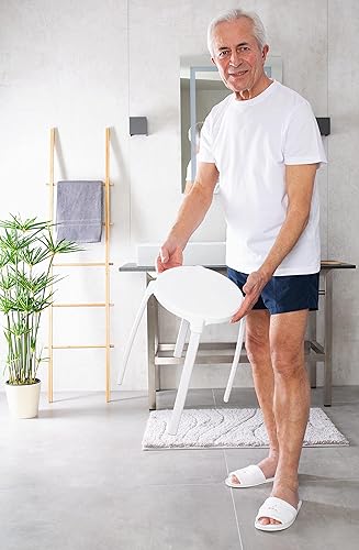 Ridder Tabouret de Salle de Bains Rond Max Blanc, PP (polypropylène), Acier, Ø 30 x 46,5 cm - Nail Gallerys