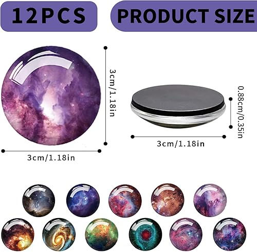 HEOUCH 12 Pièces Aimant Frigo, Magnet Frigo Enfant, Aimant Tableau Blanc, Aimants d'art pour Réfrigérateur, Aimants en Verre Teinté pour Tableaux Magnétiques, Tableaux D'épingles (A) - Nail Gallerys
