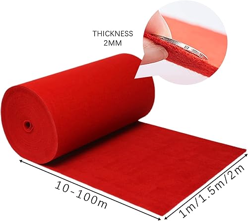 Red Wedding Carpet Runner, Event Carpet Exhibition Runner Carpet Non-Slip Reception Rug 2mm Thick Hallway Carpet Runway, with 1 Piece Carpet Tape (Size : 1.2x10m) - Nail Gallerys