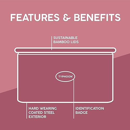 Typhoon Otto Boîte à thé hermétique avec couvercle en bambou 1,4 l, Acier, Boîte à pain noire., 19.5 x 34 x 20.5 cm - Nail Gallerys