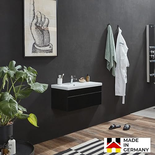 Home Deluxe - Ensemble de Meubles de Salle de Bain - WANGEROOGE BIG Noir - Small - INCL. lavabo et Accessoires complets - Largeur lavabo : env. 80 cm I Ensemble de Meubles de Salle de Bain lavabo - Nail Gallerys